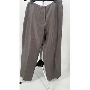 Eileen Fisher Silk Wide Leg Pants XL Taupe Brown Minimalist Lagenlook Luxury